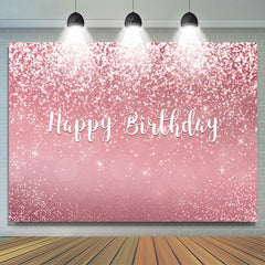 Toile de fond de fête joyeux anniversaire rose or rose scintillant