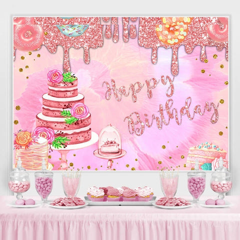 Toile de fond de joyeux anniversaire thème rose scintillant pour fille