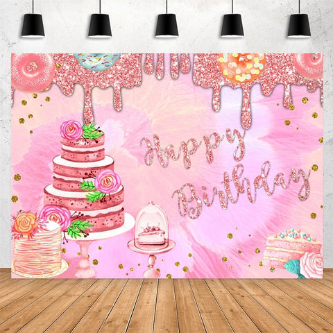 Toile de fond de joyeux anniversaire thème rose scintillant pour fille