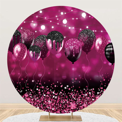 Toile de fond ronde d'anniversaire de ballon noir violet scintillant