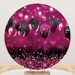 Toile de fond ronde d'anniversaire de ballon noir violet scintillant