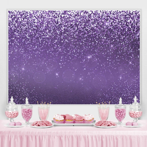 Toile de fond de douche de bébé anniversaire Bokeh violet paillettes