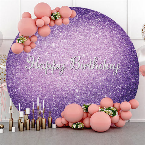 Fond de cercle joyeux anniversaire thème violet paillettes