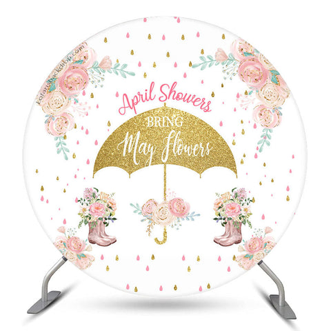 Toile de fond ronde fleur de pluie scintillante pour baby shower