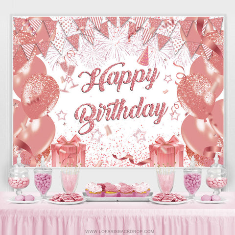 Toile de fond d'anniversaire d'étincelle de ballon rose scintillant