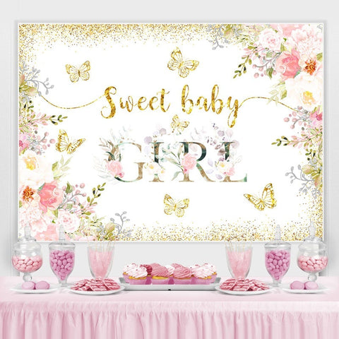 Glitter Sfloral Weet Girl Butterfly douche de bébé Toile de fond