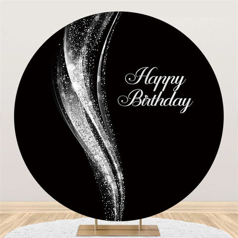 Fond De Cercle Joyeux Anniversaire Argent Et Noir Paillettes