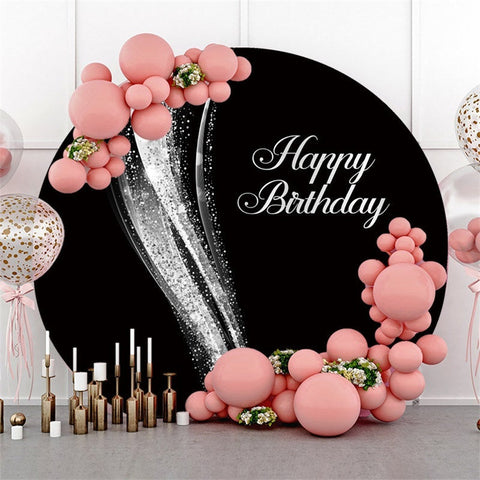 Fond De Cercle Joyeux Anniversaire Argent Et Noir Paillettes