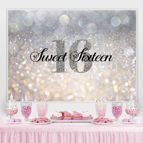 Glitter Silver Bokeh Sweet Sixteen anniversaire toile de fond