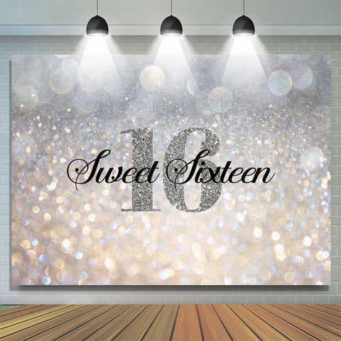 Glitter Silver Bokeh Sweet Sixteen anniversaire toile de fond