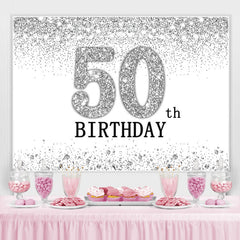 Toile de fond simple joyeux 50e anniversaire en argent scintillant