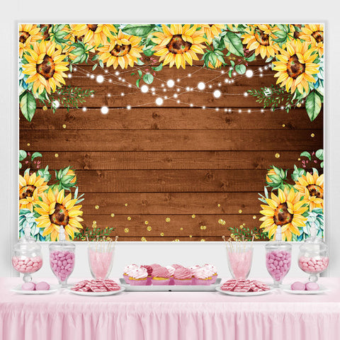 Glitter tournesol Bokeh en bois joyeux anniversaire toile de fond