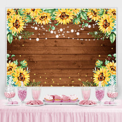 Glitter tournesol Bokeh en bois joyeux anniversaire toile de fond