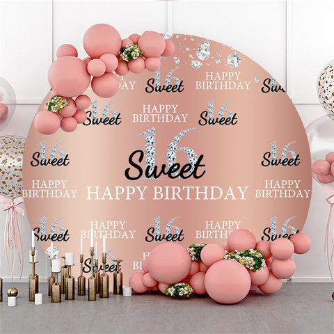 Glitter Sweet 16 Rose Joyeux Anniversaire Cercle Toile de Fond