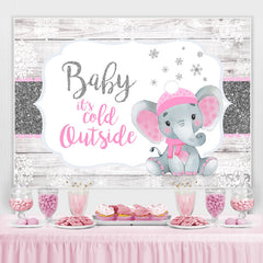Toile de fond de douche de bébé éléphant blanc et rose scintillant