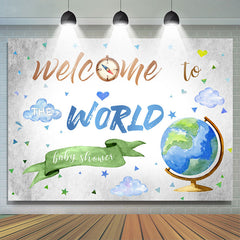 Globe Welcome To World Backdrop Toile de fond de douche de bébé