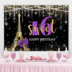 Glod Tower Happy Birthday Sweet 16 Glitter Bokeh Toile de fond pour la f¨ºte