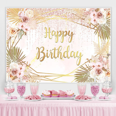 Gloden et Floral joyeux anniversaire toile de fond pour les filles