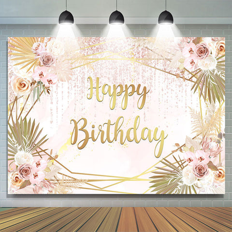 Gloden et Floral joyeux anniversaire toile de fond pour les filles