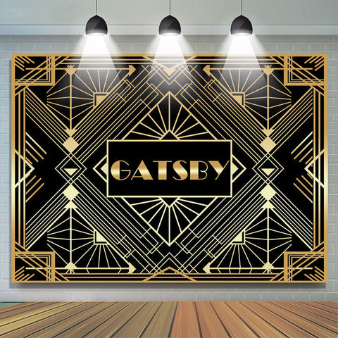 Toile de fond décorative de fête d'anniversaire Gabsty or et noir