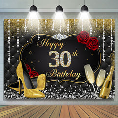Toile de fond du 30e anniversaire de diamant rose rouge or et noir