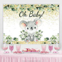 Or et feuilles vertes belle toile de fond de douche de bébé Koala
