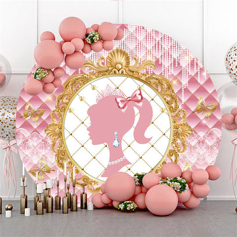 Toile De Fond Ronde D'anniversaire De Belle Princesse Or Et Rose