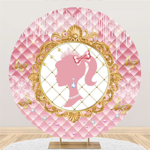 Toile De Fond Ronde D'anniversaire De Belle Princesse Or Et Rose