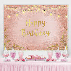 Bokeh or et rose magnifique toile de fond joyeux anniversaire