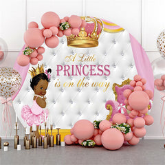 Toile De Fond Ronde De Fête De Bébé De Princesse De Couronne D'or Et De Rose