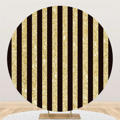 Toile de fond de cercle de joyeux anniversaire de thème de bande noire d'or