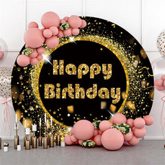 Backdorp rond noir de scintillement de bokeh d'or pour l'anniversaire