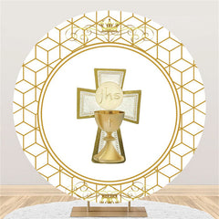 Couronne D'or Et Lignes Abstraites Toile De Fond Ronde Pour Baby Shower