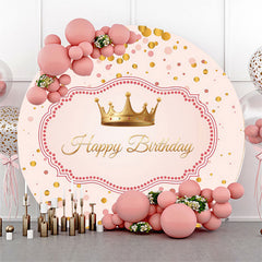 Couronne d'or points rose joyeux anniversaire cercle toile de fond