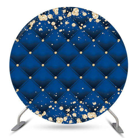 Toile de fond ronde de texture royale bleue de diamant d'or pour la fête