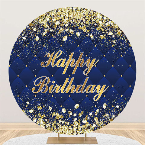 Diamants d'or rond bleu marine joyeux anniversaire toile de fond