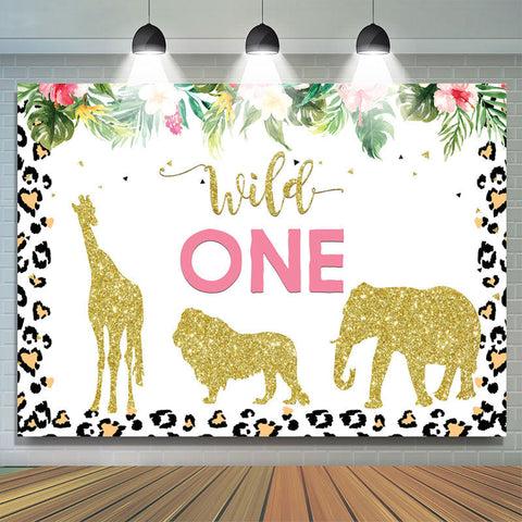 Animaux scintillants d'or Wild 1st Happy Birthday Toile de fond