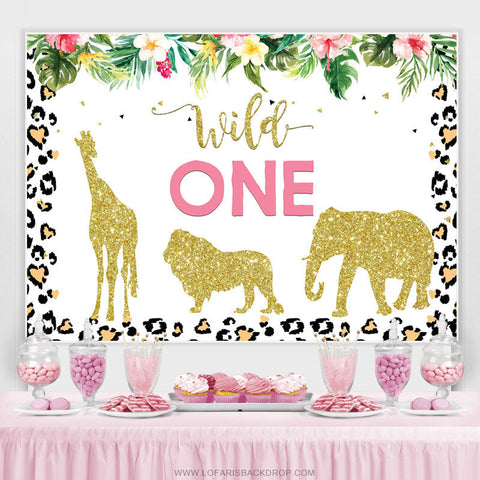 Animaux scintillants d'or Wild 1st Happy Birthday Toile de fond