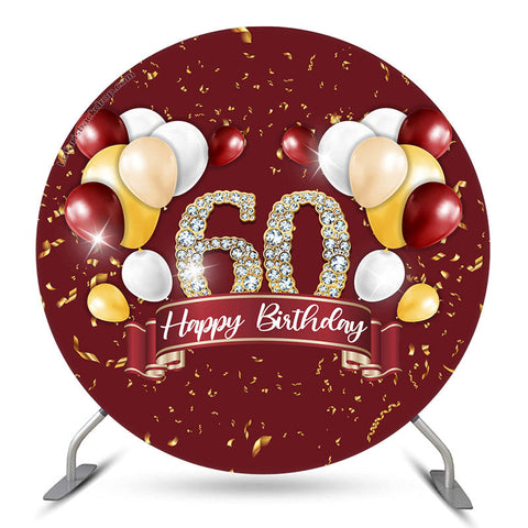 Ballon de paillettes d'or rouge rond 60e anniversaire toile de fond