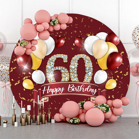 Ballon de paillettes d'or rouge rond 60e anniversaire toile de fond