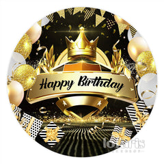 Ballons de paillettes d'or joyeux anniversaire rond toile de fond