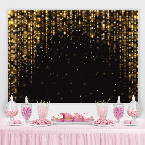 Toile de fond de joyeux anniversaire noir paillettes d'or pour la fête