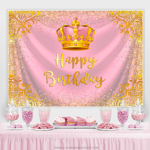 Couronne de paillettes d'or rose joyeux anniversaire toile de fond pour fille