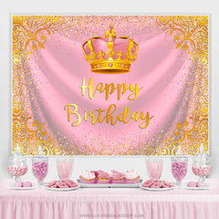 Couronne de paillettes d'or rose joyeux anniversaire toile de fond pour fille
