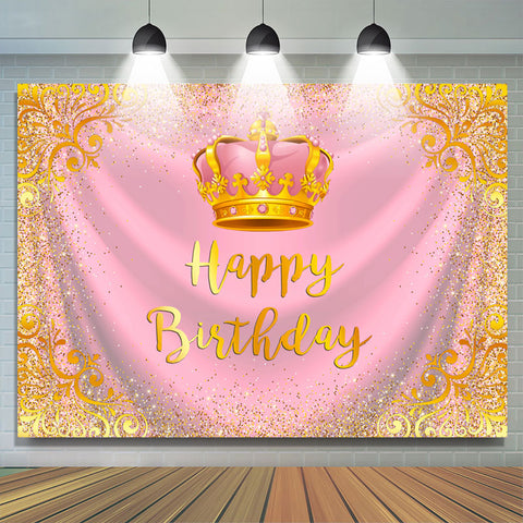 Couronne de paillettes d'or rose joyeux anniversaire toile de fond pour fille