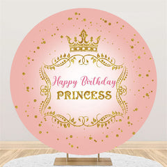 Couronne de paillettes d'or rond fond rose joyeux anniversaire