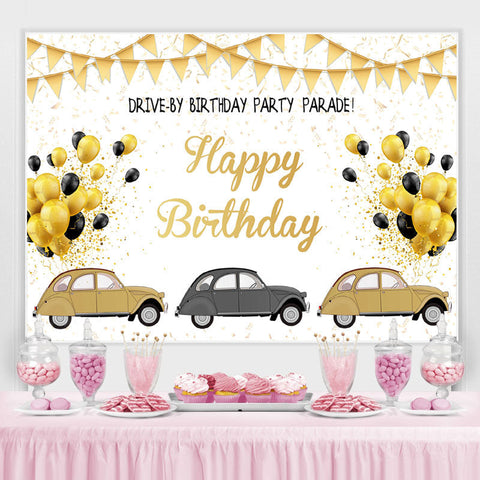 Gold Glitter Drive par la toile de fond du défilé de fête d'anniversaire