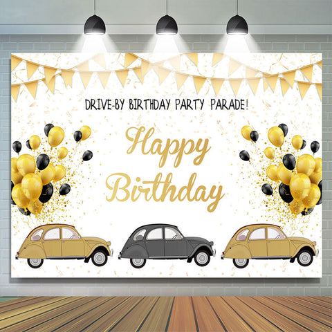 Gold Glitter Drive par la toile de fond du défilé de fête d'anniversaire