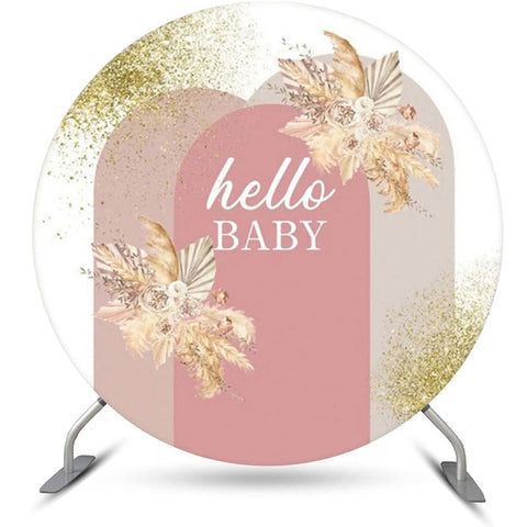 Toile de fond Boho Baby Shower cercle floral paillettes d'or