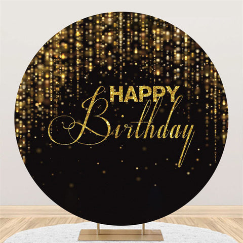 Toile de fond ronde de joyeux anniversaire de paillettes d'or pour la fête